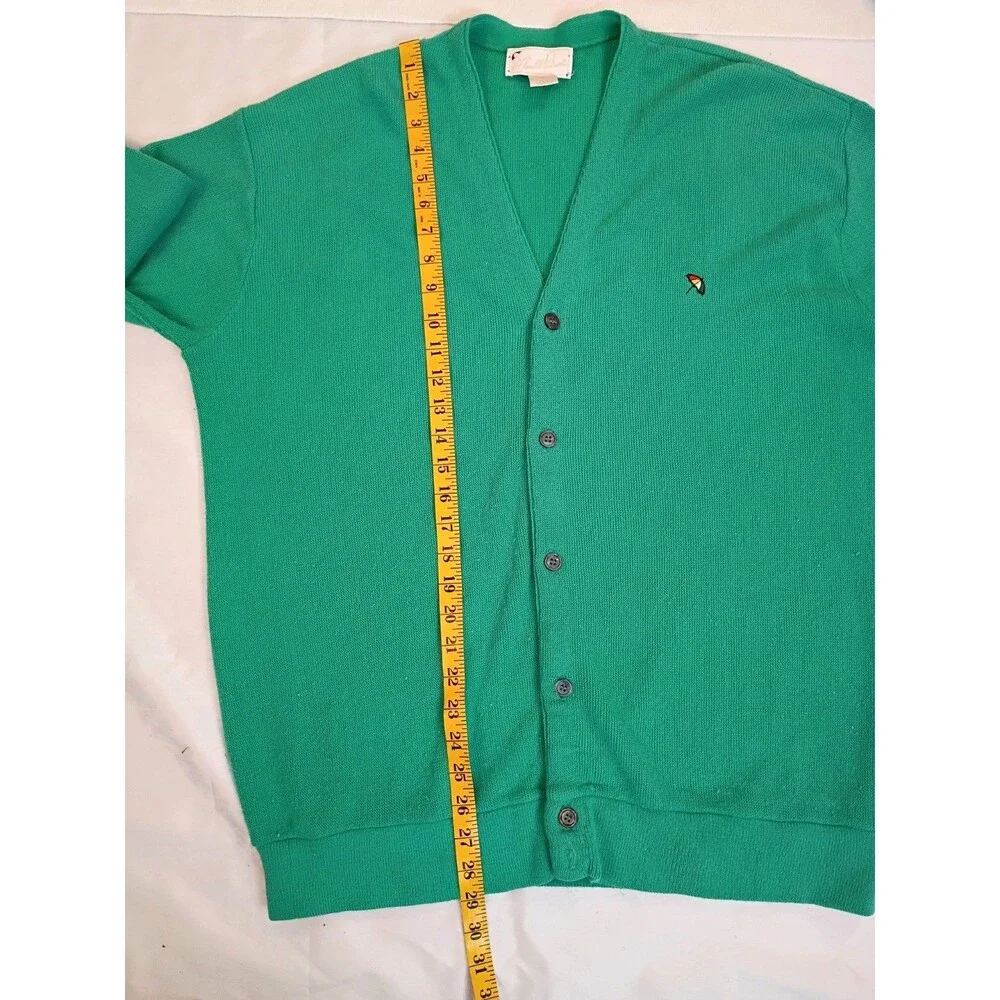 Vintage Arnold Palmer Grandpa Golf Knit Sweater USA X- Large Button Down Green